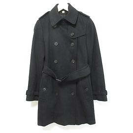 Burberry Cashmere Blend Wool Trench Coat Black