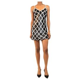 Saint Laurent Mini-Kleid mit Pailletten in Schwarz-Weiß - Größe XS Schwarz