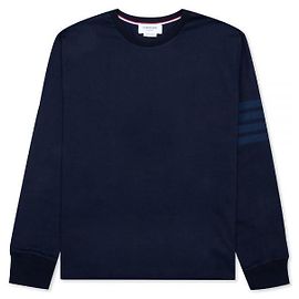Thom Browne Tonal Stripe Oversized Medium Weight Jersey Long Sleeve T-Shirt stamp: Black