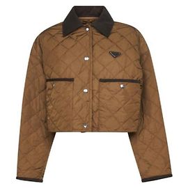 Prada Veste courte en nylon léger Marron