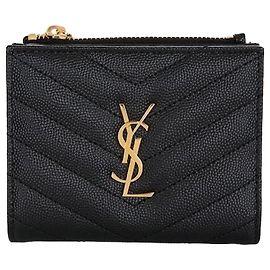 Saint Laurent Portefeuille zippé Matelassé Monogram Noir