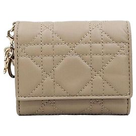 Dior New Lady Lambskin Wallet Sand Brown