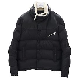 Moncler Shearling Collar Biker Padding Black