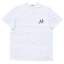 Moncler Camiseta de algodão com patch de logo duplo Branco