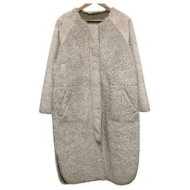 Autre Marque Manteau AMERI REVERSIBLE TWIN BOA Marron Écru