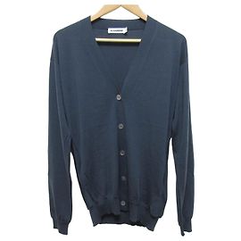 Jil Sander Wool Cardigan Blue Navy blue