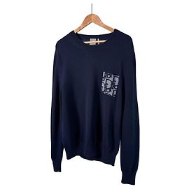 Dior Jersey-Strickpullover für Herren mit schräger Tasche Navy Blau XL Blau