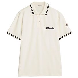 Moncler Besticktes Baumwoll-Poloshirt Weiß Weiß