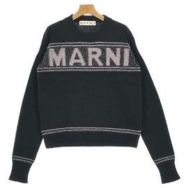 Marni Maxi Logo Intarsia Wollpullover in Schwarz Schwarz