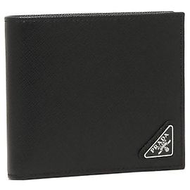 Prada Saffiano Triangle Logo Wallet Black