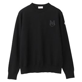 Moncler Pull en coton avec monogramme brodé Noir