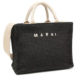 Marni Black Raffia Small Tote Bag Black
