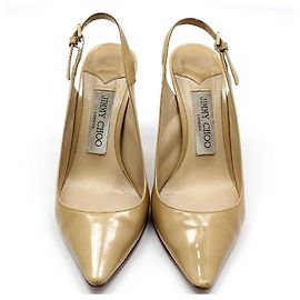 Jimmy Choo ERIN Slingback-Schuhe Beige Lackleder Braun