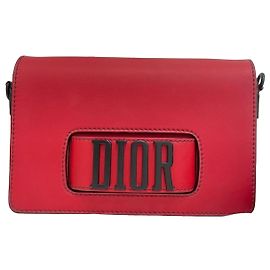 Dior Bolsa de ombro com aba Christian Leather Revolution Vermelho
