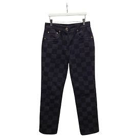 Louis Vuitton Jeans in denim e tessuto Damier nero Nero