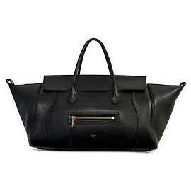 Céline Medium Gepäck aus geschmeidigem, glänzendem Lammleder Schwarz