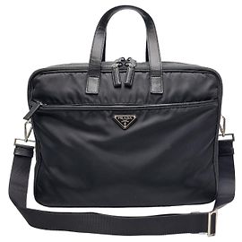 Prada Saffiano Briefcase Black Black
