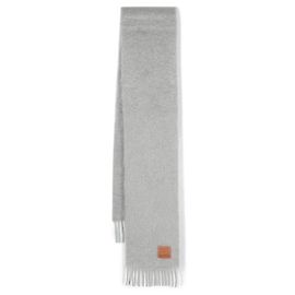 Loewe Sciarpa con patch logo in mohair e lana Marrone