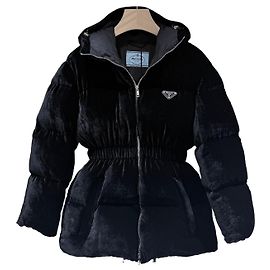 Prada Black Velvet Down Jacket Black