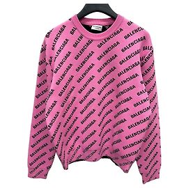 Balenciaga Oversized Wollpullover mit Mini-Logo (Oversized) Pink