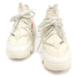 Dior White Leather Technical Fabric D-Connect Women's Sneakers White