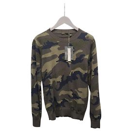 Valentino Rundgestrickter Cashmere-Pullover mit Camo-Studs Braun