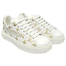 Louis Vuitton Baskets Timeout avec logo lettrage en or blanc Blanc