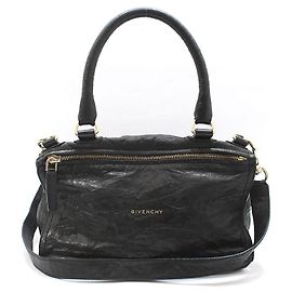 Givenchy Borsa a tracolla Pandora Medium in nero stropicciato placcata oro Nero