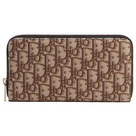 Dior Zip Around Wallet Brown Oblique Jacquard Multiple colors