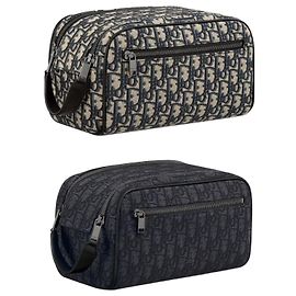 Men's Toiletry Bag Clutch Dior Oblique Beige Black
