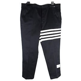 Thom Browne Unconstructed Stripe Armband Cotton Slacks Black