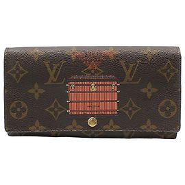 Louis Vuitton Monogram Sarah Trunk Lock Long Wallet Braun
