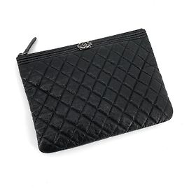 Chanel Pochette Caviar Silver Boy New Medium Noir