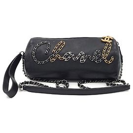 Chanel Borsa Bowling Logo Quilting Small Nero