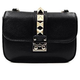 Valentino Borsa a tracolla Rockstud con catena Nero