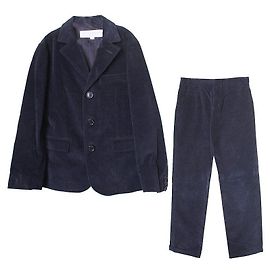 Burberry Completo con Blazer, Pantaloni e Giacca in Velluto a Costine Blu Navy per Bambini, Anni Blu