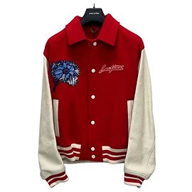 Louis Vuitton Psychedelic Flower Embroidered Varsity Blouson Jacket Red