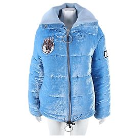 Off White Pull en velours Bleu