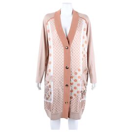Hermès Cardigan mit Seidenbesatz Rot