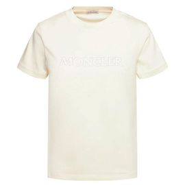 Moncler T-Shirt mit besticktem Logo Elfenbein Weiß