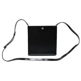 Givenchy Borsa a tracolla quadrata UNIFORM con logo in pelle di vitello nera lucida Nero