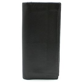 Prada Black Saffiano Lettering Logo Long Wallet Black