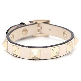 Valentino Rockstud Leather Bracelet White