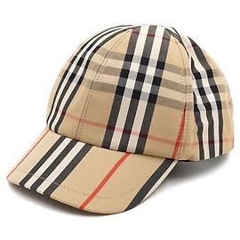 Burberry Boné de baseball de algodão vintage check icon stripe para kids junior Laranja