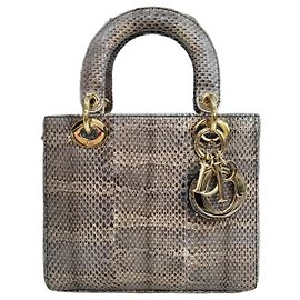 Dior Bolso tote pequeño de pitón Castaño