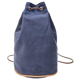 Hermès Canvas Polochon Drawstring Bucket Bag Blue Blue