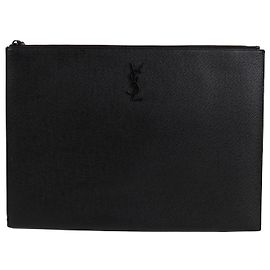 Saint Laurent Black Logo Large Clutch Bag Black