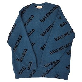 Balenciaga Multi Logo Knit Blue