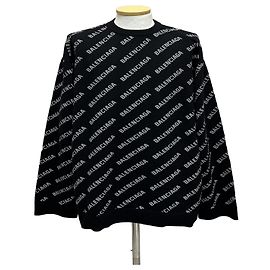 Balenciaga All-over-Logo-Kaschmirstrick Silber
