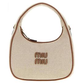 Miu Miu Bolsa de Couro Wonder Canvas Marrom